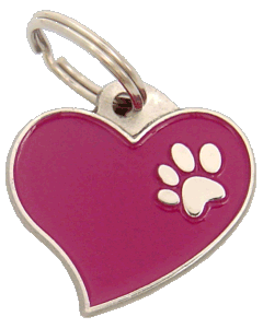 Coração magenta <br> (placa de identificação para cães, Gravado incluído)